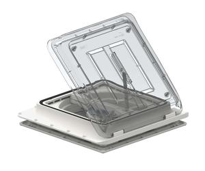 Claraboya con ventilador de 12 v 40 x 40 cm transparente turbo vent fiamma