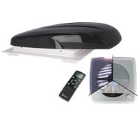 Claraboya con ventilador de 12 v y luz led 40 x 40 cm negra plus fan berger