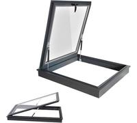 Claraboya de aluminio resistente a la lluvia, ventana de techo recubierta de acrílico para áticos, solarios y sótanos, gris, 70 x 100 cm, resistente a la intemperie, diseño moderno para una luz y
