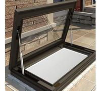 Claraboya de techo automática con control remoto, cubierta de pozo, vidrio templado doble, protección UV, ventilación, claraboya para techo de casa, tamaño personalizado(Brown,LxW 60x100cm/23.6x39.4in