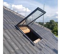 Claraboya De Techo,Ventana De Acceso Al Techo,Marco De Aleación De Aluminio Y Vidrio Templado Doble,Ventana De Ventilación Manual Del Ático(23"x23"/58.4x58.4cm)