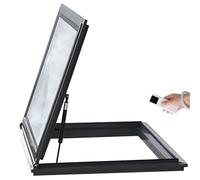 Claraboya eléctrica con control remoto, ventana de aluminio de doble acristalamiento de 40 x 40 pulgadas para áticos y terrazas solares, fácil instalación, acabado gris, perfecto para mejoras del