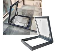 Claraboya for techo, con cubierta for ventana de terraza ventilada con vidrio templado de doble capa Claraboya de ventilación manual montada en tabique(90x80cm/35.4x31.5in LxW)