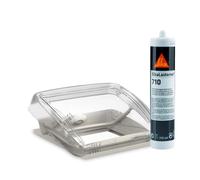 Claraboya para Techo de Caravana, Heki Mini 40x40 cm, Transparente, Homologada, para el techo 25mm-42mm + Adhesivo SikaFlex 710