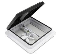 Claraboya para tragaluz, 42 x 42 cm, con protección visual y ventilador, antimosquitos, transpirable, para caravanas, remolques, caravanas, color blanco y negro