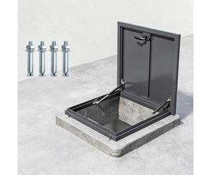 Claraboya Techo Negra, de Acero Galvanizado, Trampilla de Techo con Varilla de Soporte Hidráulico, Junta de Sellado de Goma, Ventana De Techo para Bodegas y Áticos Residenciales(60x60cm/23.6x23.6in)