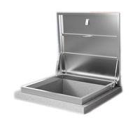 Claraboya Techo, Puerta de Seguridad con Tapa de Tragaluz Cuadrada de Acero Inoxidable 304 con Manija, Trampilla de Ático con Nervadura Reforzada Impermeable para Casa y Sótano(65x65cm/25.6x25.6in)