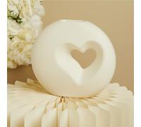 CLARALUNA Tarro redondo de porcelana blanca con agujero corazón con caja 2026