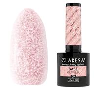 Claresa Base Power, base híbrida sin ácido, rosa con pétalos dorados 09 5g
