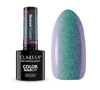 Claresa Esmalte de uñas UV ILUSION GREEN - Esmalte semitransparente de gel camaleón, multidimensional verde esmeralda, colección Alchemy de color, UV/LED