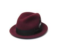 (Claret) Adult Trilby Hat Comfortable French Style Ribbon Hat Band Hat Adult Festival Party Festival Formal Gathering Fedoras Hat Y
