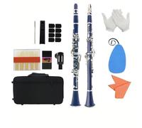 Clarinet Clarinete Azul Oscuro Clarinete Bb Clarinete De 17 Teclas De Níquel Para Principiantes Con Caja De 2 Tubos