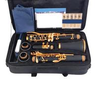 Clarinet Clarinete Bb 17 Tecla De Alpaca ABS Material Del Cuerpo Clarinete(Black gold)