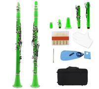 Clarinet Clarinete Bb 17 Teclas 6 Anillos Clarinete Clarinete Abs Portátil Instrumento De Viento De Madera Profesional(Green)