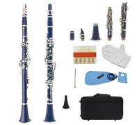 Clarinet Clarinete Bb 17 Teclas 6 Anillos Clarinete Portátil Con Piezas Clarinete Profesional(Dark blue)