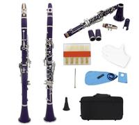 Clarinet Clarinete Bb 17 Teclas 6 Anillos Clarinete Portátil Con Piezas Clarinete Profesional(Purple)