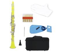 Clarinet Clarinete Bb 17 Teclas 6 Anillos Clarinete Portátil Con Piezas Clarinete Profesional(Yellow)