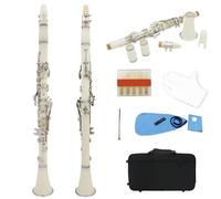 Clarinet Clarinete Bb 17 Teclas 6 Anillos Clarinete Tubo Negro Clarinete Blanco Clarinete Portátil Instrumento De Viento De Madera Profesional(B)