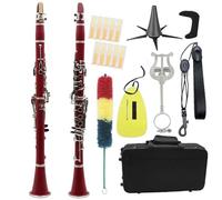 Clarinet Clarinete Bb 17 Teclas Clarinete Profesional Cuerpo Negro Caja De Tela Guantes Lengüeta Clip Accesorios Para Clarinete(5set)