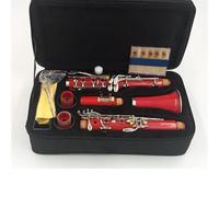 Clarinet Clarinete Bb 17 Teclas Material Del Cuerpo ABS Teclas De Alpaca Clarinete Multicolor(Red)