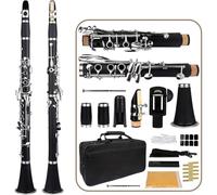 Clarinet Clarinete Bb Clarinete De Baquelita De 17 Teclas Instrumento De Viento De Madera Profesional De Ébano Negro Con Caña De Caja(SetB)