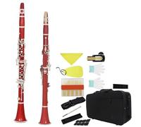 Clarinet Clarinete Bb Colorido Clarinete De 17 Teclas Y 6 Anillos Con Kit De Clarinete Piezas De Lengüeta Para Principiantes Práctica De Juego(Red)