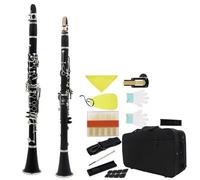 Clarinet Clarinete Bb Colorido De 17 Teclas Clarinete De 6 Anillos Con Juego De Piezas De Lengüeta Para Principiantes Práctica De Juego(Black)