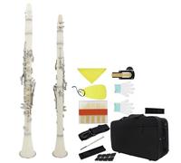 Clarinet Clarinete Bb Colorido De 17 Teclas Clarinete De 6 Anillos Con Juego De Piezas De Lengüeta Para Principiantes Práctica De Juego(White)