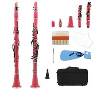 Clarinet Clarinete Bb De 17 Teclas Clarinete Tenor De Viento De Madera De Baquelita Instrumento Con Caja De Lengüeta Accesorios Profesionales(Pink)