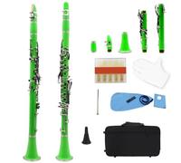 Clarinet Clarinete Bb De 17 Teclas Clarinete Tenor De Viento De Madera De Baquelita Instrumento Con Caja De Lengüeta Accesorios Profesionales(Green)