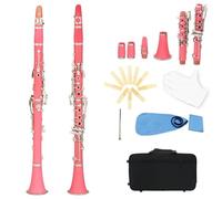 Clarinet Clarinete Bb De 17 Teclas Instrumento De Viento De Madera Profesional De Baquelita Clarinete Con Caja Piezas De Instrumentos Musicales De Caña(Pink)