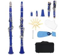 Clarinet Clarinete Bb De 17 Teclas Instrumento De Viento De Madera Profesional De Baquelita Clarinete Con Caja Piezas De Instrumentos Musicales De Caña(Sky blue)