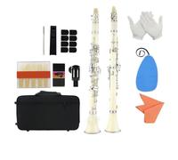 Clarinet Clarinete Bb Negro/blanco/azul Oscuro Clarinete De 17 Teclas De Níquel Para Principiantes Con 2 Cajas(White)