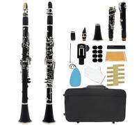 Clarinet Clarinete Clarinete Bb De 17 Teclas Instrumento De Viento De Madera Profesional Clarinete De Baquelita Con Estuche Kit Accesorios De Lengüeta(Black)