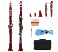 Clarinet Clarinete Con Llave Bb17 Clarinete Abs Portátil De 6 Anillos Instrumento De Viento De Madera Profesional(Red)