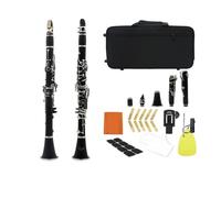 Clarinet Clarinete De Baquelita Plano Bb De 17 Teclas Para Principiantes, Clarinete Multicolor Con Funda Almohadillas Para Correa Accesorios De Afinador Fino(Black)