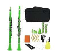 Clarinet Clarinete Multicolor De 17 Teclas Bb Instrumento De Clarinete Plano De Baquelita Con Estuche Almohadillas Para Correa Accesorios De Afinación Fina(Green)