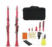 Clarinet Clarinete Multicolor De 17 Teclas Bb Instrumento De Clarinete Plano De Baquelita Con Estuche Almohadillas Para Correa Accesorios De Afinación Fina(Pink)