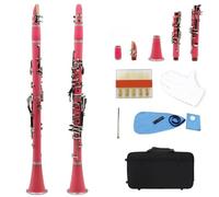 Clarinet Clarinete Profesional Bb 17 Teclas 6 Anillos Clarinete Abs Portátil Instrumento De Viento De Madera(Pink)