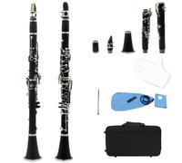 Clarinet Clarinete Profesional Bb 17 Teclas 6 Anillos Clarinete Abs Portátil Instrumento De Viento De Madera(Black)