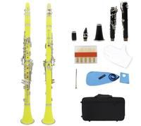 Clarinet Clarinete Profesional Bb 17 Teclas 6 Anillos Clarinete Abs Portátil Instrumento De Viento De Madera(Yellow)