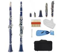 Clarinet Clarinete Profesional Bb 17 Teclas 6 Anillos Clarinete Abs Portátil Instrumento De Viento De Madera(Dark blue)