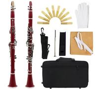 Clarinet Clarinete Profesional Bb De 17 Teclas Caja De Tela Para Cuerpo Negro Guantes Accesorios Para Clarinete Con Clip De Lengüeta(13set)