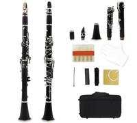 Clarinet Clarinete Profesional Bb De 17 Teclas Para Principiantes Con Estuche, Accesorios De Caña De Tela(Black)
