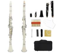 Clarinet Clarinete Profesional Bb De 17 Teclas Para Principiantes Con Estuche, Accesorios De Caña De Tela(White)