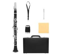Clarinet Clarinete Profesional C 17 Teclas Instrumento De Viento De Madera Cuerpo De Baquelita Llaves De Cobre Blanco Con Estuche Accesorios De Lengüeta(Clarinet)