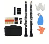 Clarinet para principiantes Clarinete Bb Negro/blanco/azul Oscuro Clarinete De 17 Teclas De Níquel Para Principiantes Con 2 Cajas(Black B)