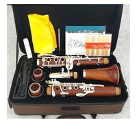 Clarinet para principiantes Clarinete Profesional De Madera Roja 18/17 Teclas Sib Palisandro Mopane Llaves Plateadas Klarnet(18KEYS)