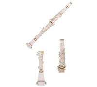 Clarinet principiantes Clarinete Bb Chapado En Oro, Cuerpo De Tubo Transparente Acrílico, Excelente Timbre (Color : Silver plated)