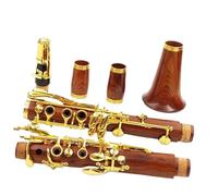 Clarinet principiantes Clarinete Profesional De Madera Roja Palisandro BB Chapado En Oro 17 Teclas 18 Teclas Madera Maciza (Color : 17 Keys)